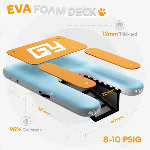 Miniatura 5 de Rampa de piscina para perros, rampa de agua para mascotas de 60 x 40 pulgadas, escalera para perros grandes de hasta 230 libras, 95% de área grande