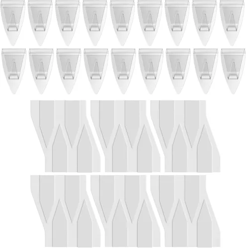Miniatura 12 de FrogTape reMOVEables - Mini ganchos adhesivos para colgar, 18 ganchos transparentes y 24 tiras adhesivas, clips de interior sin daños para luces