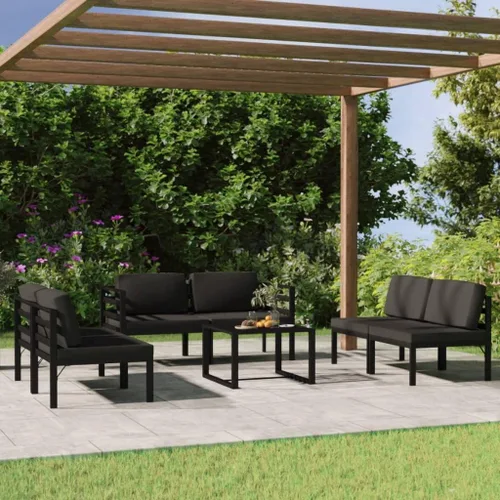 Juego de 7 piezas para patio con cojines, sofá al aire libre, juego de bar de patio, muebles modernos para exteriores, banco de comedor con