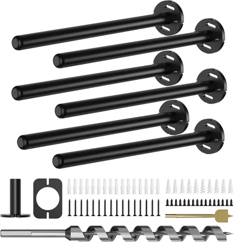 Miniatura 15 de 4 soportes de pared para estantes flotantes de alta resistencia, soportes invisibles negros para estantería, accesorios decorativos flotantes