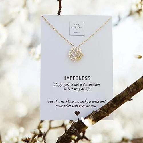 Miniatura 9 de LUUK LIFESTYLE Collares de acero inoxidable para mujer con colgante, tarjeta de joyería de moda con frase de felicidad, amuleto de la suerte, regalo