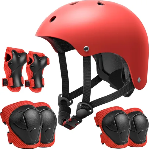 Miniatura 11 de Juego de casco de bicicleta para niños, casco ajustable para niños de 2-3-5-8-14 años, juego de almohadillas para niños pequeños con rodilleras