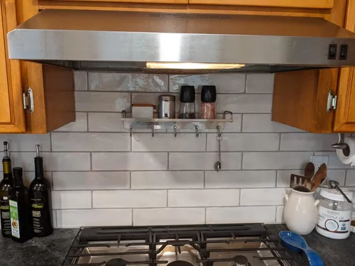 Miniatura 4 de Audmore Estante para utensilios de cocina, estante de especias con ganchos para montaje en pared, estante sobre la estufa, acero inoxidable, estante