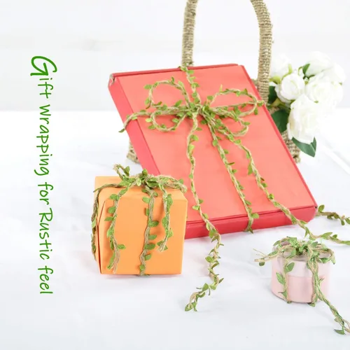 Miniatura 7 de Naidiler Cordel de cinta de hoja de arpillera de 32 pies para manualidades para safari, selva, fiesta de hadas, baby shower de bosque, decoración
