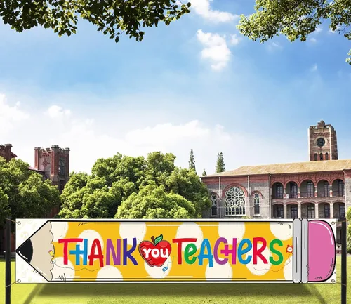 Miniatura 4 de Nepnuser Cartel de agradecimiento a los maestros para la semana de agradecimiento a los profesores, decoración de fiesta, escuela, aula, grande