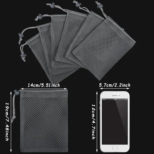 Miniatura 3 de TecUnite 10 bolsas de malla con cordón, bolsas de lavandería grandes de malla de nailon para regalo, bolsa para lavavajillas con cordón deslizante