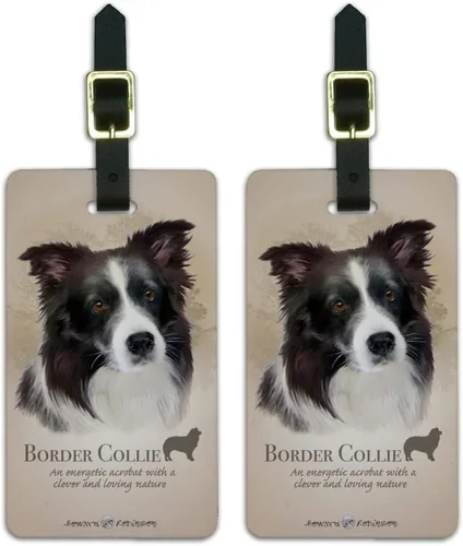 Border Collie - Etiquetas de identificación de equipaje para maletas, 2 unidades