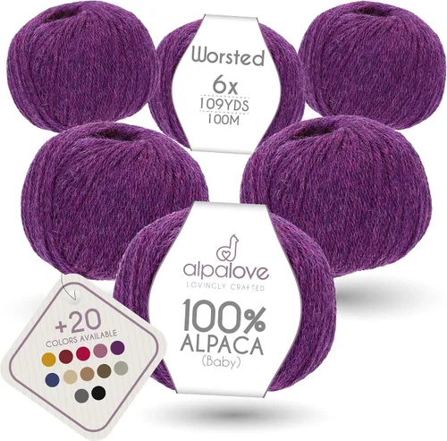 Miniatura 20 de Set de Lana Abultada (6 x 50 g) Súper Suave de Alpaca Bebé para Tejer Antracita 300 Metros