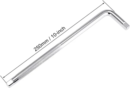 Miniatura 2 de uxcell Juego de 2 accesorios de enchufe de 0.512 in, 6 puntos, mango de extensión en forma de L de 10 pulgadas con unidad de 3/8 pulgadas