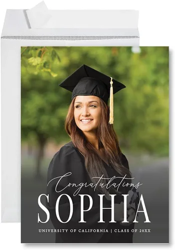 Miniatura 27 de Andaz Press Tarjeta fotográfica de graduación jumbo personalizada de 8.5 x 11 pulgadas con sobre, tarjeta de felicitación personalizada de clase