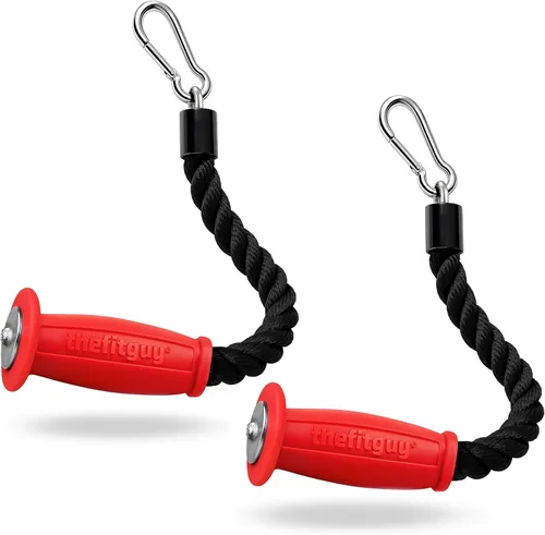 THEFITGUY 2 cuerdas ergonómicas de tríceps individuales de 16.5 pulgadas | Accesorio de cable antideslizante | Alivio de presión de muñeca | Fuerza