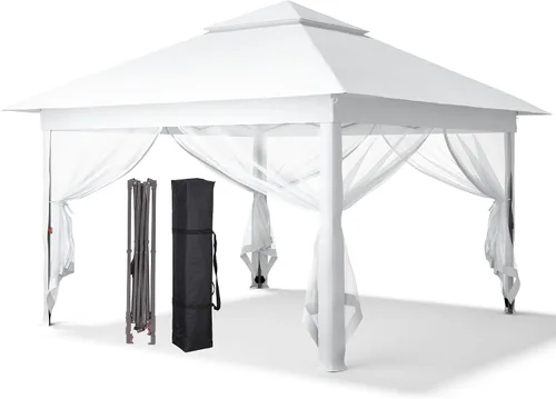 Miniatura 14 de GDY 11x11 ft Gazebo Tent Folding Heavy Duty Height Adjustable Sun Shelter Gazebos, White