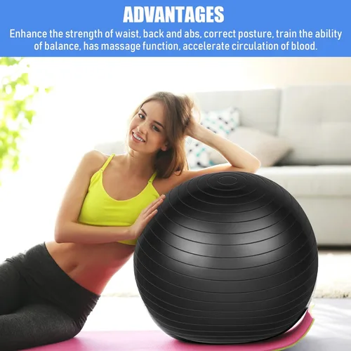 Miniatura 5 de Leyndo 2 pelotas de yoga grandes de 26 pulgadas, pelota de ejercicio antiestallido con bomba, 26 pulgadas/25.6 in para mejorar la postura