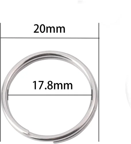 Miniatura 2 de Anillos divididos de 3/4 pulgadas, llavero redondo de acero inoxidable, anillo de identificación de perro, llaveros para manualidades, organización