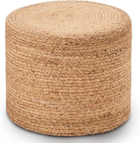 Miniatura 7 de Wimarsbon Puf Otomano de 18'', Puf Trenzado Natural, Puf de Salón Rústico Tejido a Mano, Taburete Reposapiés Boho para Dormitorio, Mesa de Acento