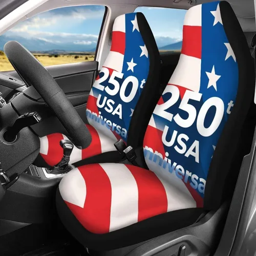 Miniatura 3 de Howilath 250 USA Anniversary - Juego de 4 fundas de asiento de automóvil de ajuste universal para asientos delanteros y traseros para uso en todas