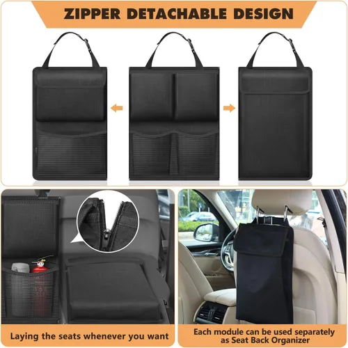Miniatura 2 de FINPAC Organizador y almacenamiento para maletero de automóvil, organizador desmontable para colgar en el respaldo del asiento con cremalleras