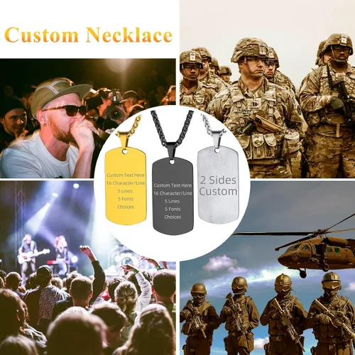 Miniatura 3 de Supcare Collar personalizado con etiqueta de perro con texto o foto para hombre, colgante de foto conmemorativa personalizado para mujeres y hombres