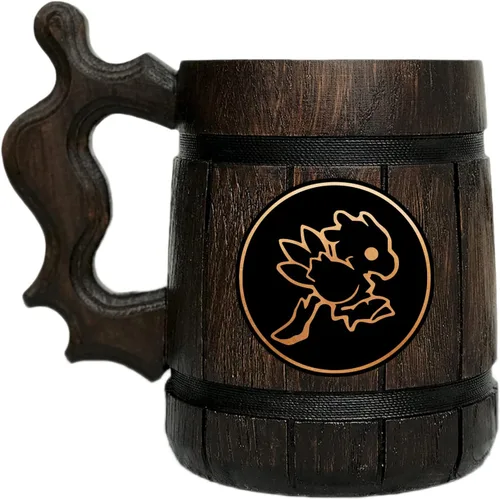 ffxiv Chocobo - Jarra de madera para jugadores, jarra de cerveza. Taza de cerveza de madera personalizada. Regalo personalizado para él, regalo para