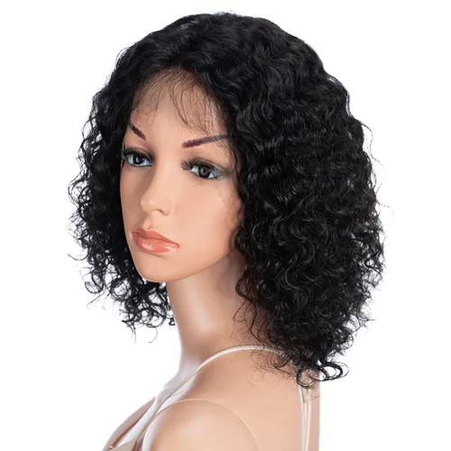 Miniatura 8 de Style Icon Pelucas de cabello humano, pelucas cortas y rizadas afro, pelucas afro esponjosas con parte en T, onda profunda, prearrancadas HD, encaje