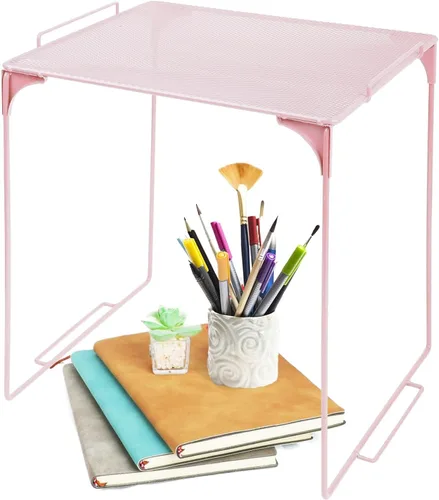 Miniatura 8 de Piffny Estante organizador de malla metálica versátil, apilable, para taquillas escolares de tamaño estándar, también para armarios de gimnasio