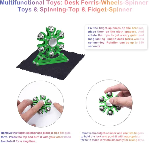 Miniatura 3 de Juguetes de escritorio para carrusel giratorio: Spinner de metal cinético de 4 minutos, gadgets geniales para niños, adolescentes, adultos, juguete