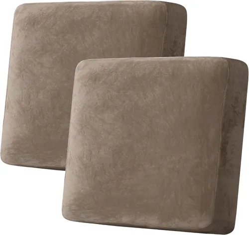 Miniatura 170 de H.VERSAILTEX - Funda de terciopelo elástica y afelpada para protección de cojines de sofá biplaza, silla o sofá, 2 piezas, tamaño grande, color gris