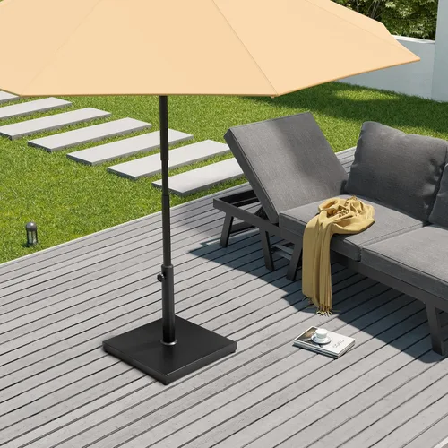 Miniatura 2 de Base para sombrilla de patio, soporte resistente cuadrado de concreto de 43 libras para exteriores, color marrón teca