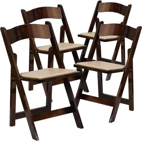 Miniatura 15 de HERCULES™ silla plegable de madera blanca, con asiento acolchado, Vidrio, Negro