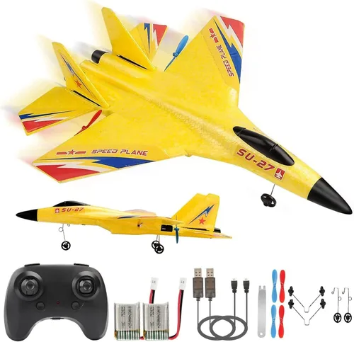SU27 RC Fighter Plane Principiante Avión RC 6-Axis Estabilizador Automático Control Remoto Aeronave Planeador Listo para Volar Resistente a Choques