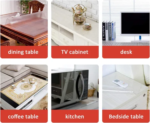 Miniatura 7 de Protector de mesa transparente de 0.059 in de grosor, de PVC suave, mantel impermeable transparente, mantel de mesa, mesa de café, mesa de noche