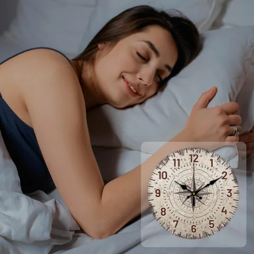 Miniatura 4 de CHGCRAFT Reloj de pared con brújula náutica vintage de 12 pulgadas, relojes de pared silenciosos, relojes digitales redondos, funciona