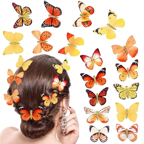 Miniatura 15 de 18 pinzas para el cabello con diamantes de imitación de mariposa para adolescentes y mujeres, clips de mandíbula Y2K con purpurina, lindos regalos