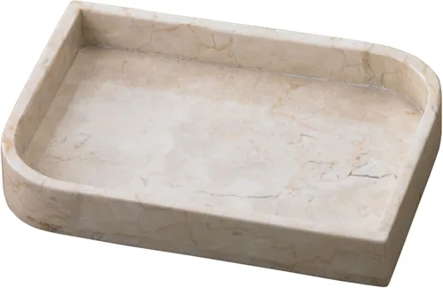 Miniatura 9 de Lujosa bandeja de tocador de mármol natural tallada a mano, organizador elegante y resistente para baño, dormitorio, maquillaje, encimeras, beige