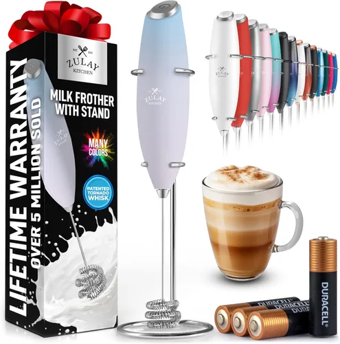 Miniatura 62 de Zulay Kitchen Espumador de leche de mano con pilas Duracell AA – Mezclador eléctrico ultrarrápido y creador de espuma, mezclador de bebidas fácil