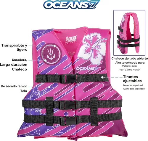 Miniatura 2 de Aqua Oceans 7 Life Jacket for Kids - US Coast Guard Approved Life Vest for Infant, Child & Youth Boys and Girls, Open-Side PFD for Boating, Swimming