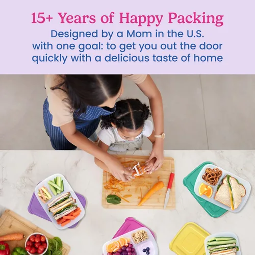 Miniatura 4 de Bentgo Easyboxes - Cajas de almuerzo apilables originales - Recipientes de comida reutilizables de 3 compartimentos para niños y adultos - Caja