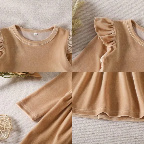 Miniatura 60 de IDOPIP Vestido tutú de terciopelo para niñas pequeñas, vestido de manga larga para princesa, Navidad, cumpleaños, fiesta, boda, vestidos de otoño e