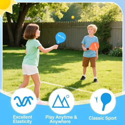 Miniatura 3 de Juego de 2 juegos de pelota de remo de juguete para juegos de playa, divertido juego de raquetas de paddleball, juguetes deportivos al aire libre