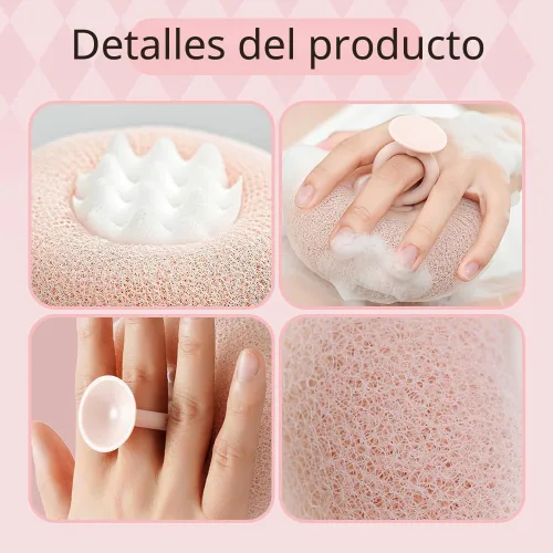 Miniatura 4 de Bola de Baño con Ventosa Girasol Super Suave, Nueva Bola de Baño 2-en-1 Girasol 2025 con Anillos para los Dedos, Esponja de Baño Exfoliante