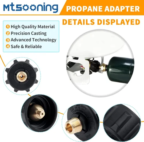 Miniatura 5 de QCC1 Adaptador de repuesto de propano con tuerca y rosca macho NPT de 1/4 pulgadas, reemplazo de válvula reguladora de tubería de gas de latón