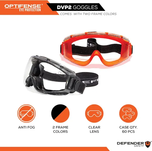 Miniatura 2 de Defender Safety Gafas de seguridad DVP2, gafas protectoras de policarbonato, anti arañazos, antiniebla, resistente a los impactos ANSI Z87