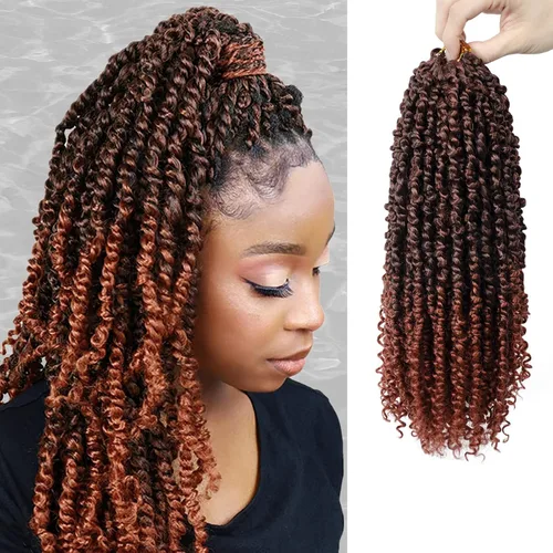 Miniatura 80 de Pelo de Passion Twist – 8 paquetes de 18 pulgadas Passion Twist Crochet para mujeres, cabello rizado pretrenzado Passion Twists extensiones de #2