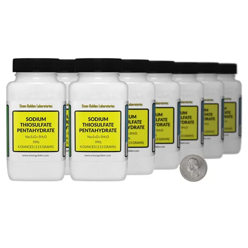 Miniatura 6 de Tiosulfato de sodio pentahidrato [Na2S3O3.5H2O] Cristales de grado AR 99% 1 Lb en dos botellas
