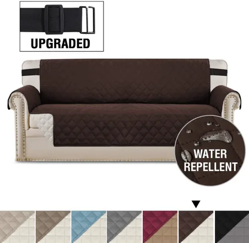 Miniatura 4 de H.VERSAILTEX Paquete de funda reversible para silla y funda de sofá marrón