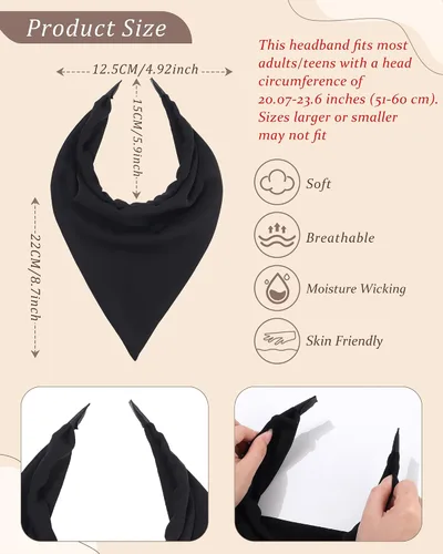 Miniatura 2 de HAIMEIKANG Diademas florales para mujer, bandanas bohemias para el cabello, bufanda, pañuelo triangular, bandas para el cabello de color sólido