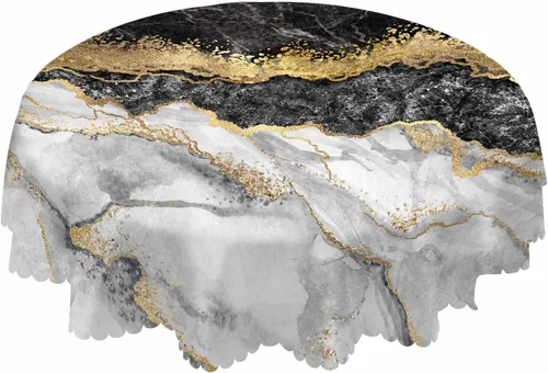 Miniatura 32 de AOYEGO Mantel redondo de 60 pulgadas en negro y blanco con divertidas rayas en espiral, mantel moderno de poliéster para decoración del hogar