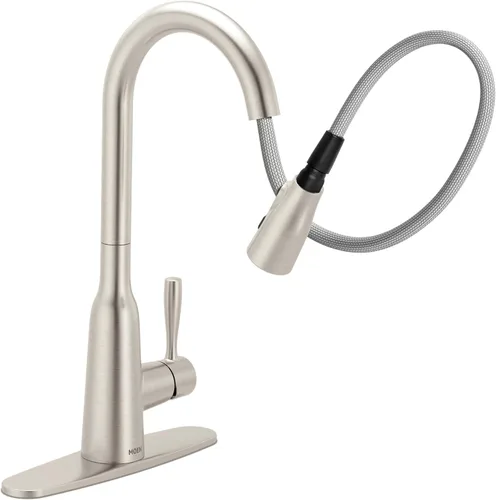 Miniatura 4 de Moen Orivesi Grifo de Cocina de Una Manija de Arco Alto Desplegable Oro Bronce con Power Boost, 87891BZG
