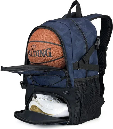 Miniatura 8 de GRANDUP - Mochila de baloncesto con compartimento para pelota y zapatos. Adecuada para voleibol, fútbol, natación, gimnasio, viajes y escuela