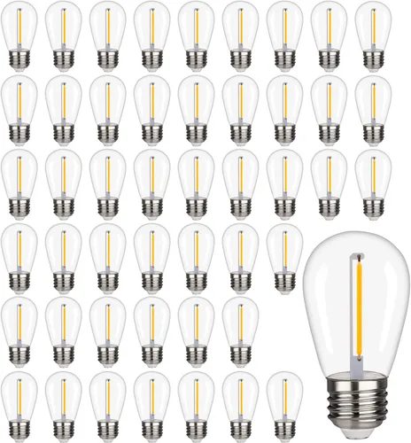 Miniatura 8 de Paquete de 15 bombillas LED S14, bombillas de repuesto inastillables e impermeables de 1 W, bombillas LED Edison con base E26, blanco cálido 2200 K